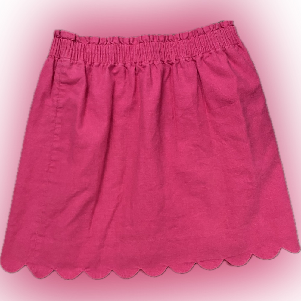 J. Crew Linen Blend Scalloped Hem Skirt - Size 10